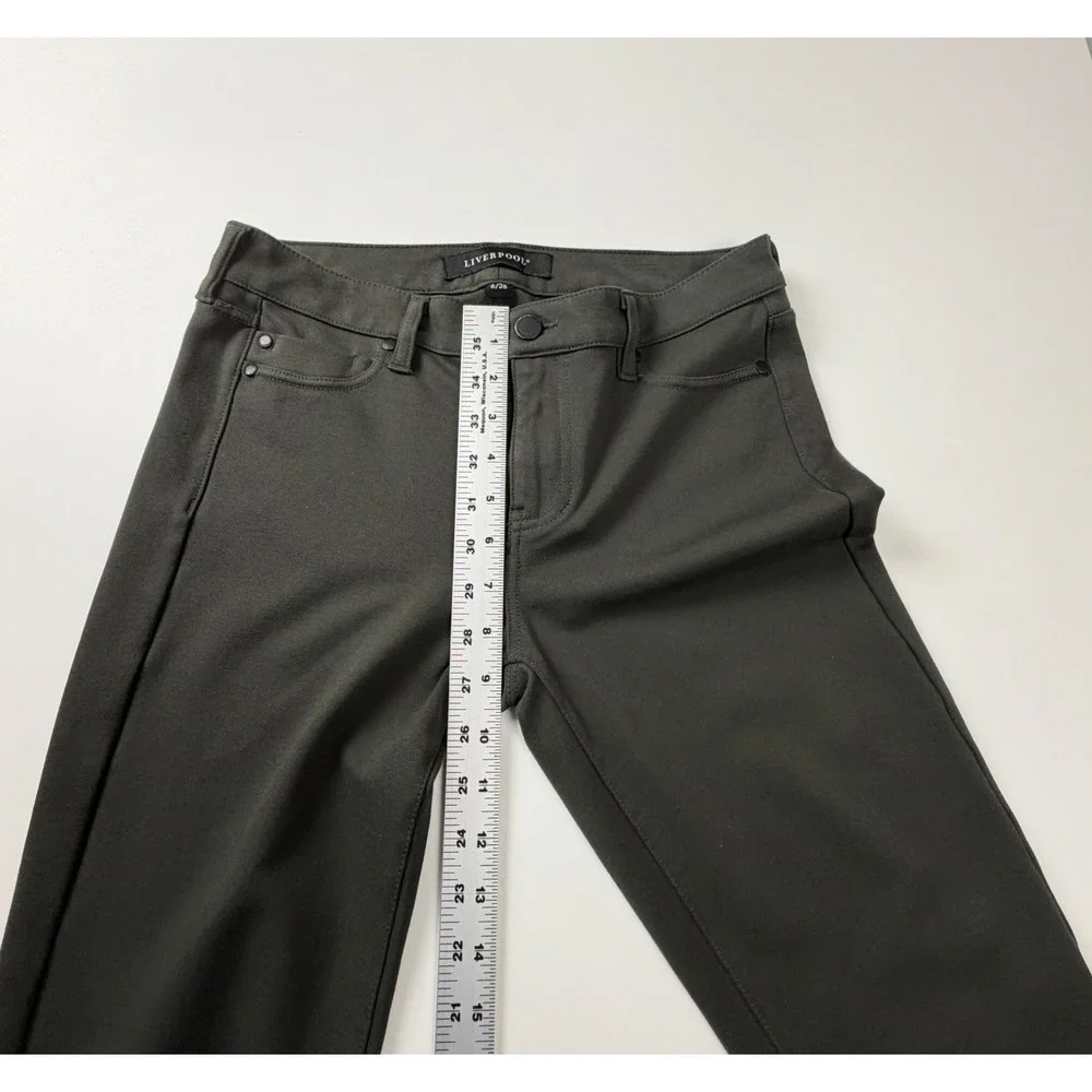 Liverpool Leggings Womens Green Ponte Knit Pull On‎ Slim Fit 6/28 Stretch Pants